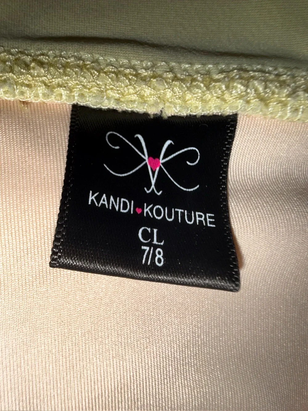 Kandi Kouture Yellow Two-Piece Dance Set with Sleeves Size Child Large (7/8)